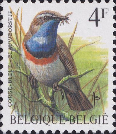 Briefmarke eines Blaukehlchen